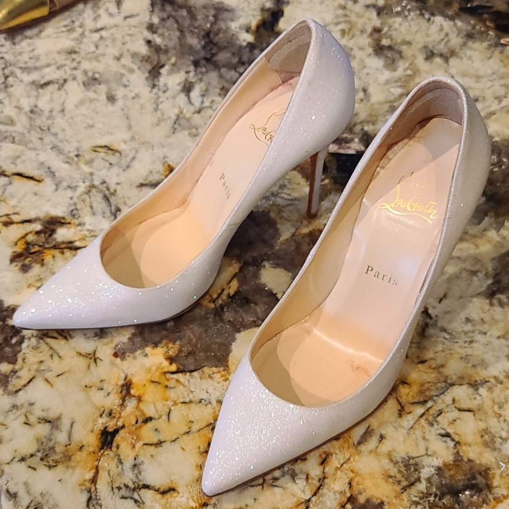 White glitter Christian Louboutin